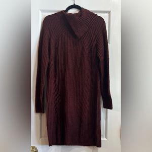Treasure & Bond FOLDED NECK LONG SLEEVE SWEATER DRESS IN RED SUN Size Small